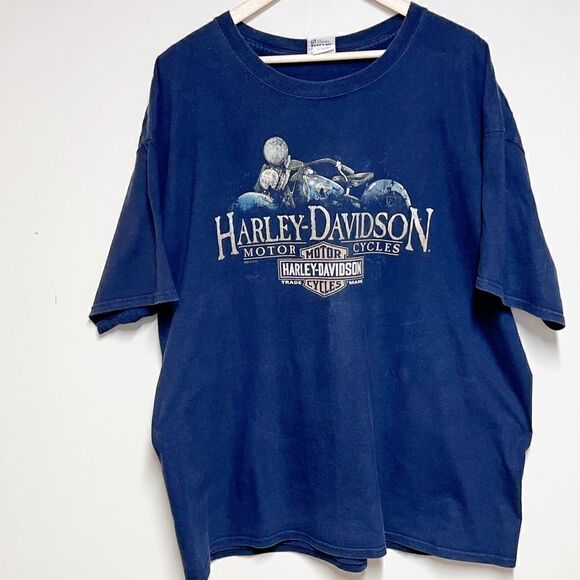 Vintage 2000 Harley Davidson Carolina Coast Blue Tee Shirt Mens Sz 2X Rare - Picture 2 of 6